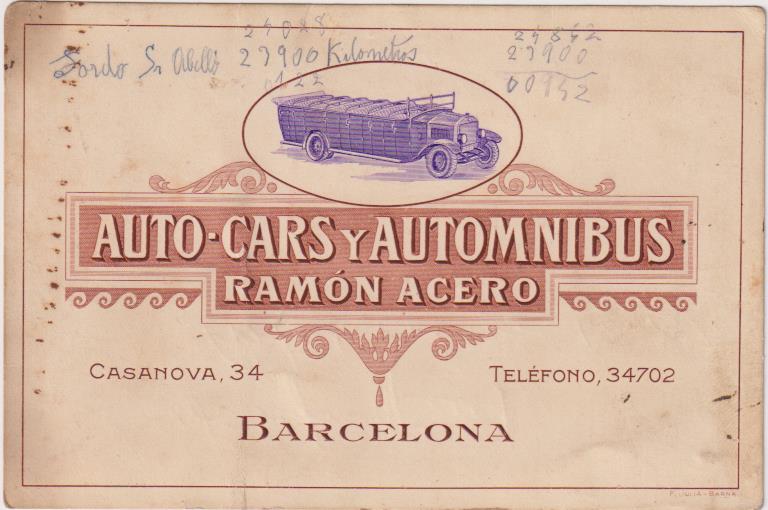 Auto-Cars y Autómnibus, (13x8,5) Ramón Acero, Barcelona
