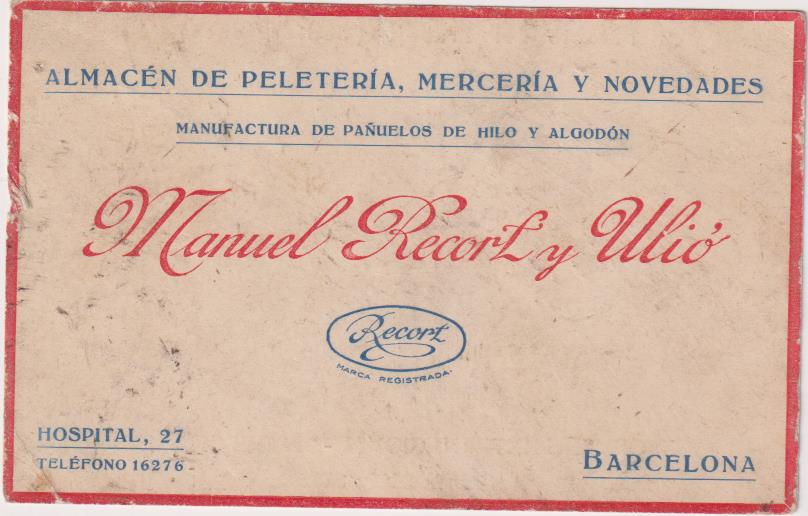 Almacén de Peletería. Record. Postal con mapa de La Exposición Barcelona 1929, mostrando sus Stands