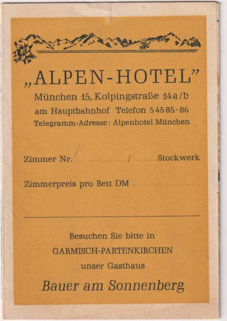 Alpen Hotel. 8 páginas (10,5x7) extensibles Publicidad con mapa de Berlín y otras publicidad