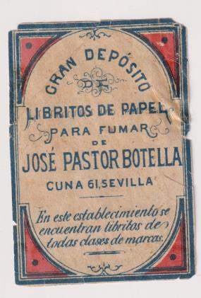 Parte de Envoltura. Gran depósito de Libritos de Papel para fumar, J. Pastor Botella