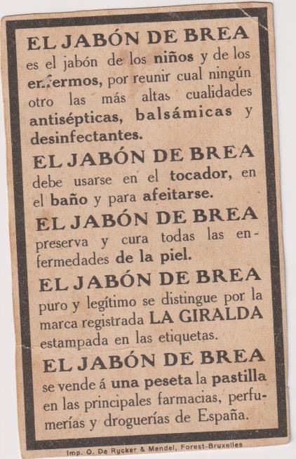 Cromo Tarjeta (11x6) Publicidad de El jabón de Brea La Giralda. Sevilla