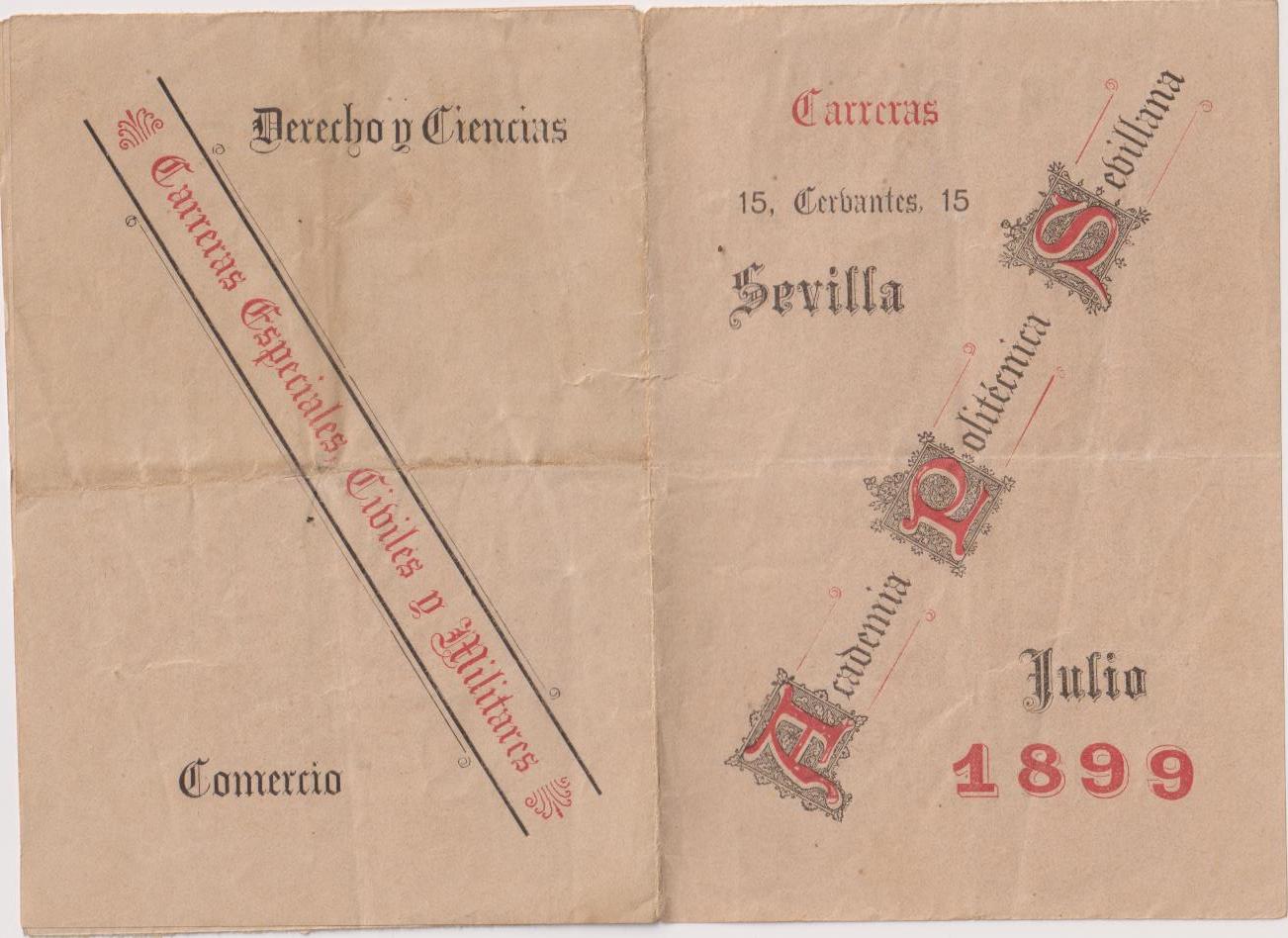 Academia Politécnica Sevillana. Carreras. Julio 1899