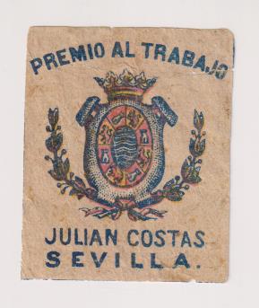 Parte de envoltura de Cerillas. Julián Costas. Sevilla. Siglo XIX