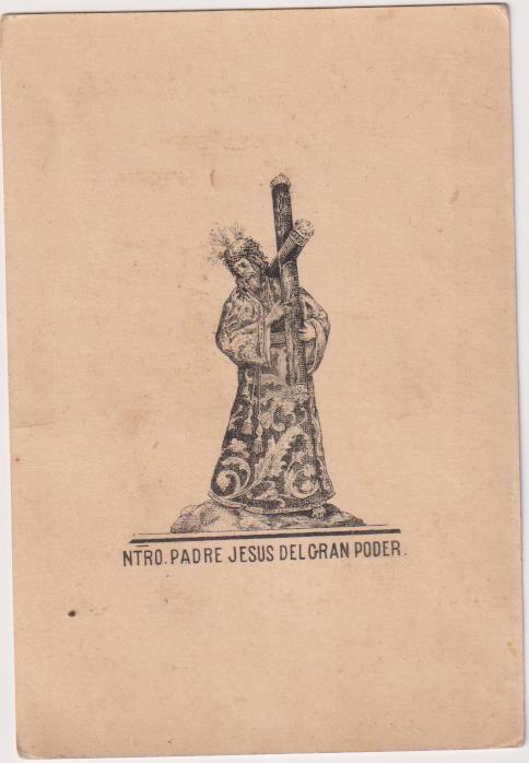 Tarjeta (11,5x8) El Gran Poder. El Náufrago Almacén de Ultramarinos. Sevilla-Siglo XIX