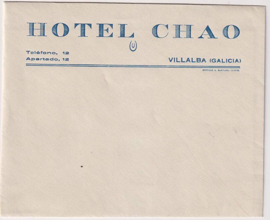 Sobre y Papel con Membrete. Hotel Chao. Villalba. SIN USAR
