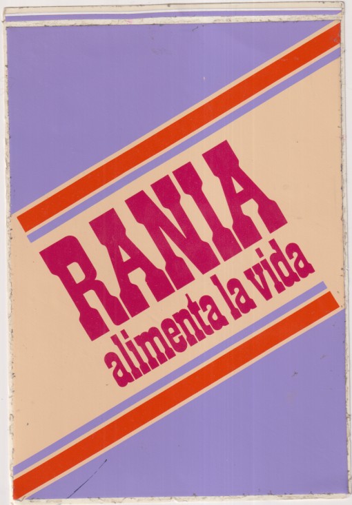 Rania alimenta la vida. Pegatina Publicitaria (19x13 cm.)