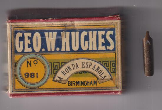 Geo. W. Hughes nº 981. La Ronda Española. Cajita (65x45x15 mm.) Contiene 9 plumillas