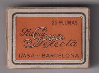 Goya Selecta. Cajita (46x34x15 mm.) Completa, 25 Plumas Goya