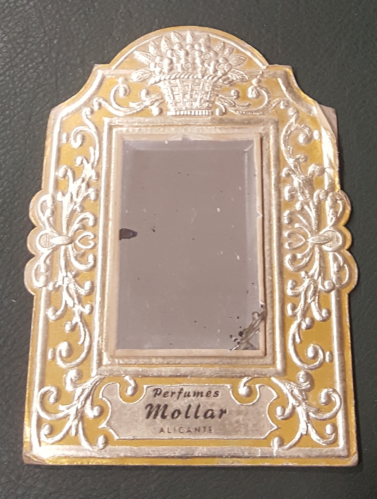 Perfumes Mollar. Alicante. Espejo (14,5x10) de Publicidad. Años 40-50