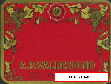 A. R. Valdespino-Jerez. Etiqueta o Publicidad Metálica (9x12)