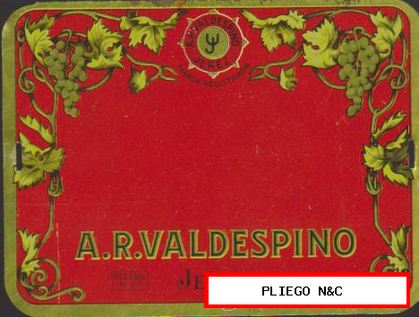 A. R. Valdespino-Jerez. Etiqueta o Publicidad Metálica (9x12)