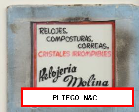 Cliché para Proyección. Relojería Molina. Alcaicería 28 Sevilla. Cristal 8,5x10