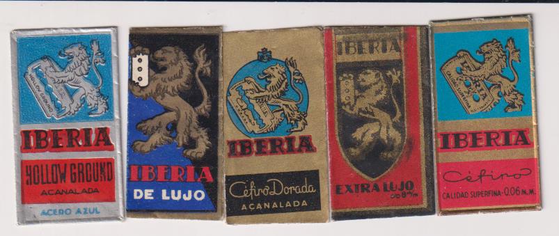 Cuchillas de Afeitar Iberia. Lote de 5 diferentes. Solo fundas