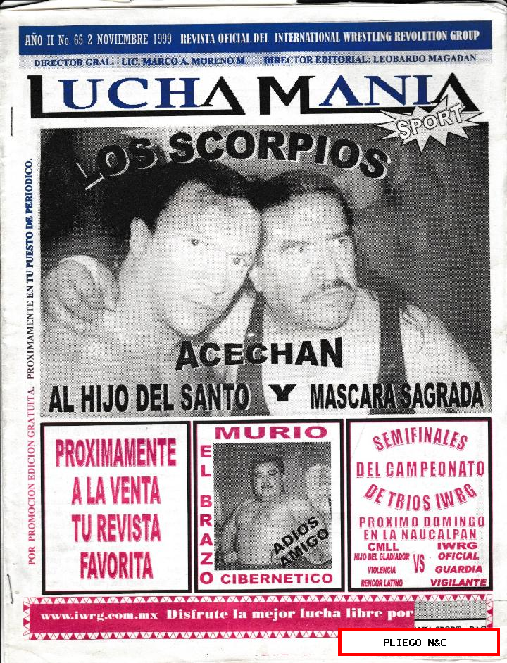 lucha manía nº 65 (2 noviembre 1999) Méjico