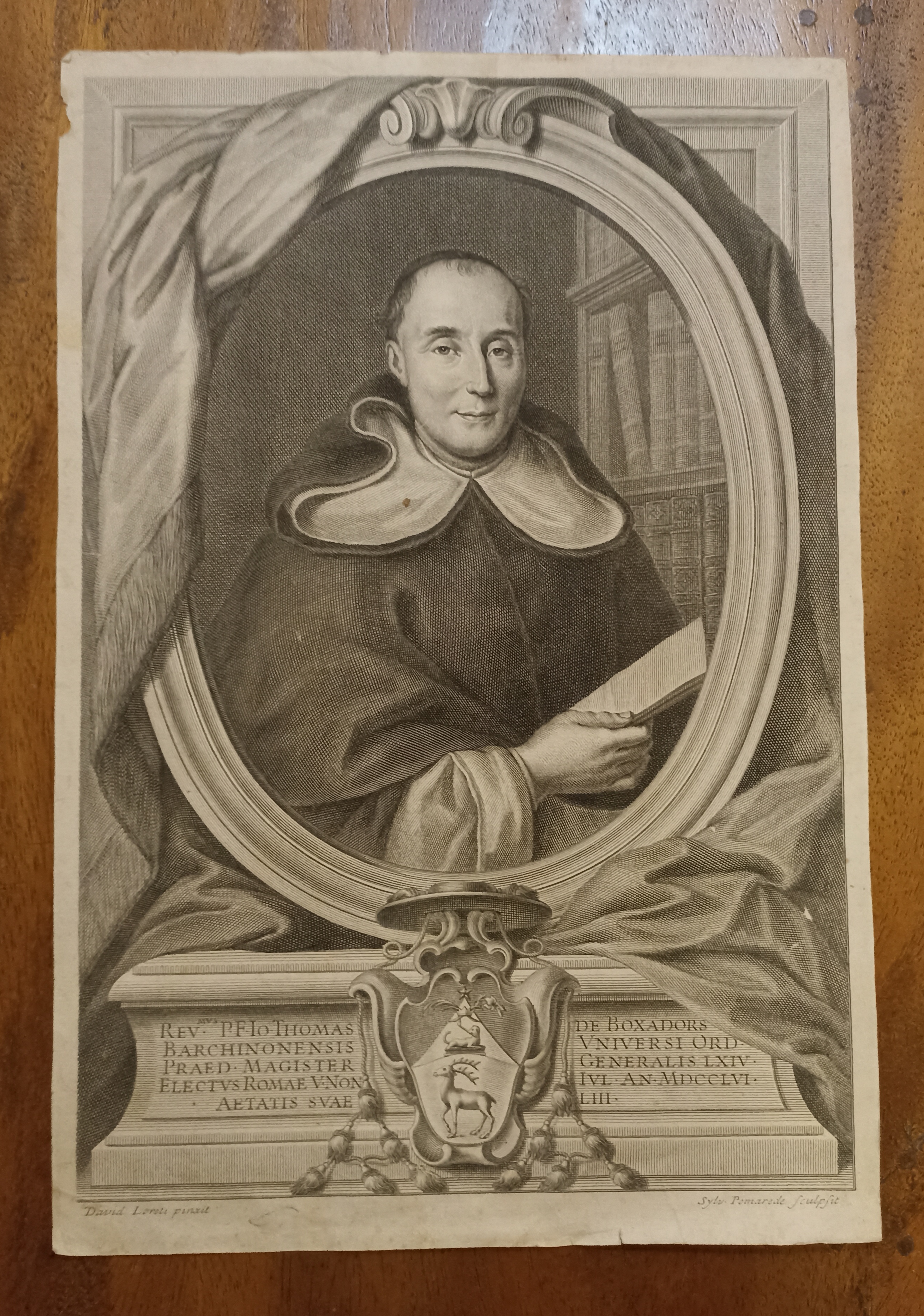 Grabado (37,5x25,5 cms.) Thomas de Boxadors....An. MDCCLVI