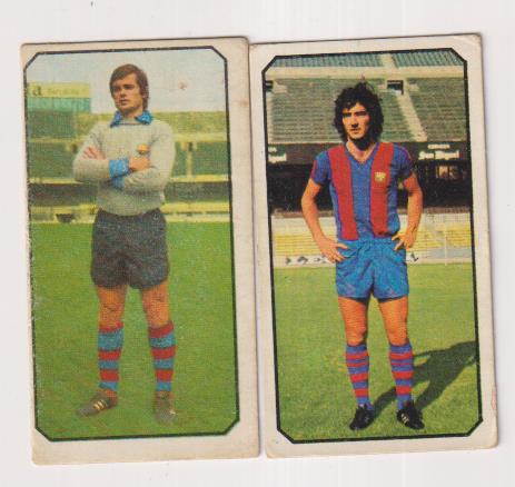 Lote de dos Cromos del Barcelona: Mora y Ramos. Liga 77/78 Este. SIN PEGAR