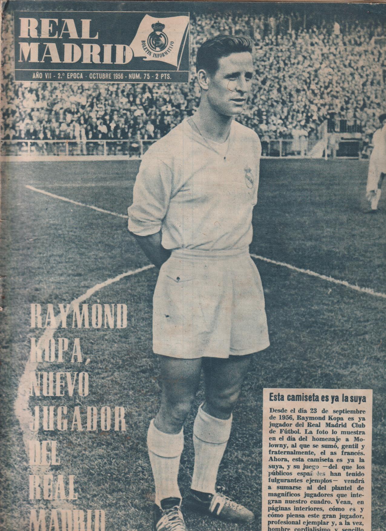 Boletín Real Madrid nº 75. Octubre 1956