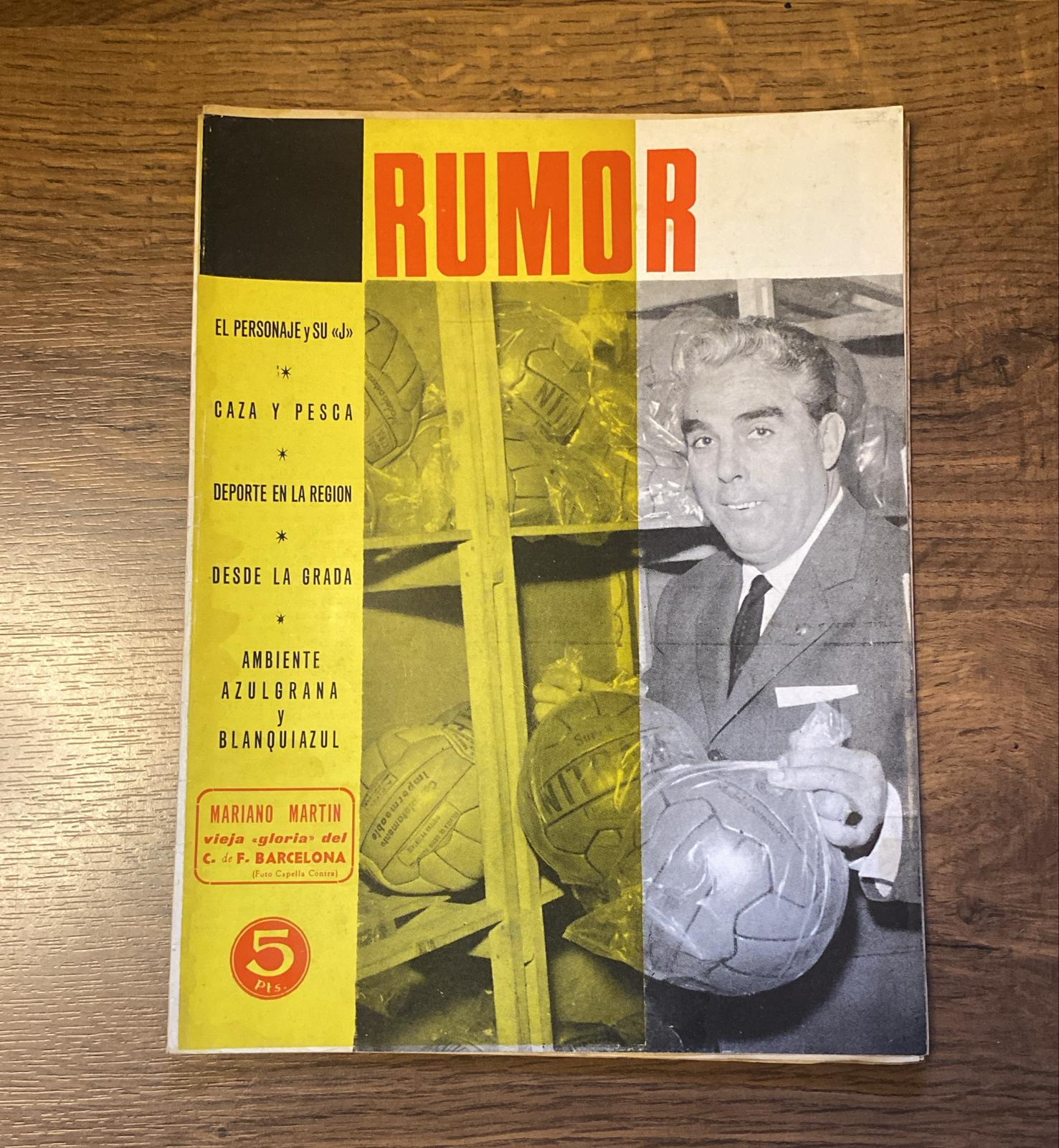 Rumor. Semanario deportivo nº 47. Barcelona 22 enero 1965