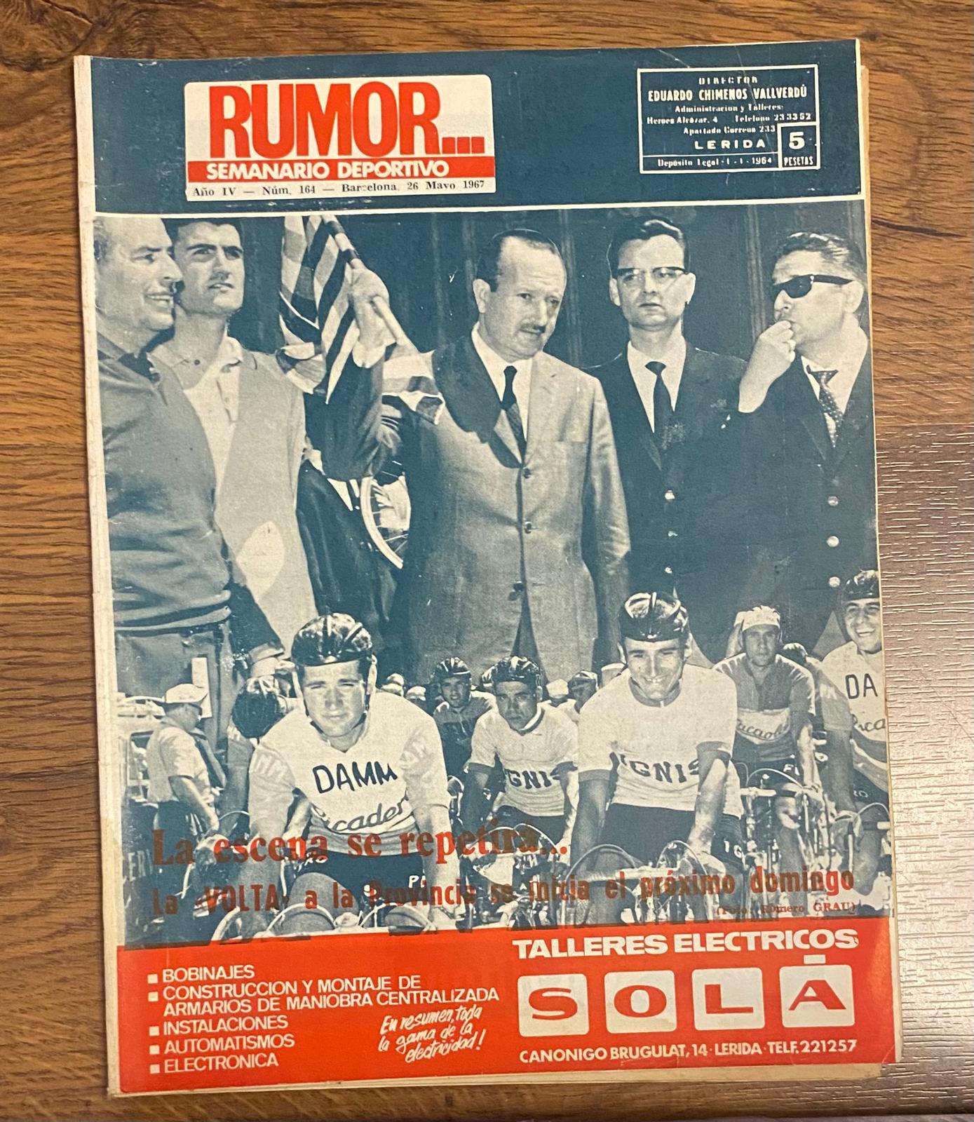 Rumor. Semanario deportivo nº 164. Barcelona 26 mayo 1967