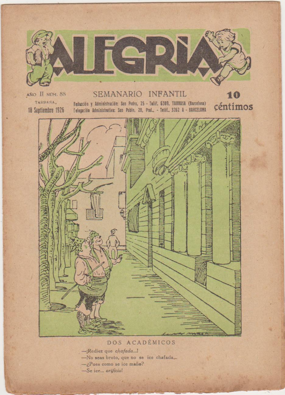 Alegría nº 88. Barcelona 1925. SIN ABRIR