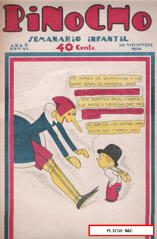 Pinocho nº 93. Editorial S. Calleja 1925
