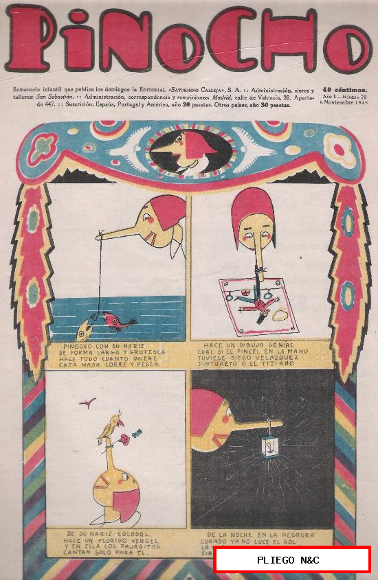 Pinocho nº 38. Editorial S. Calleja 1925