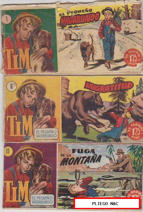 Tim el pequeño vagabundo. Hispano americana 1950. 51 ejemplares. Colección a falta de los números. 6, 26, 40, 50, 52, 56 y 57