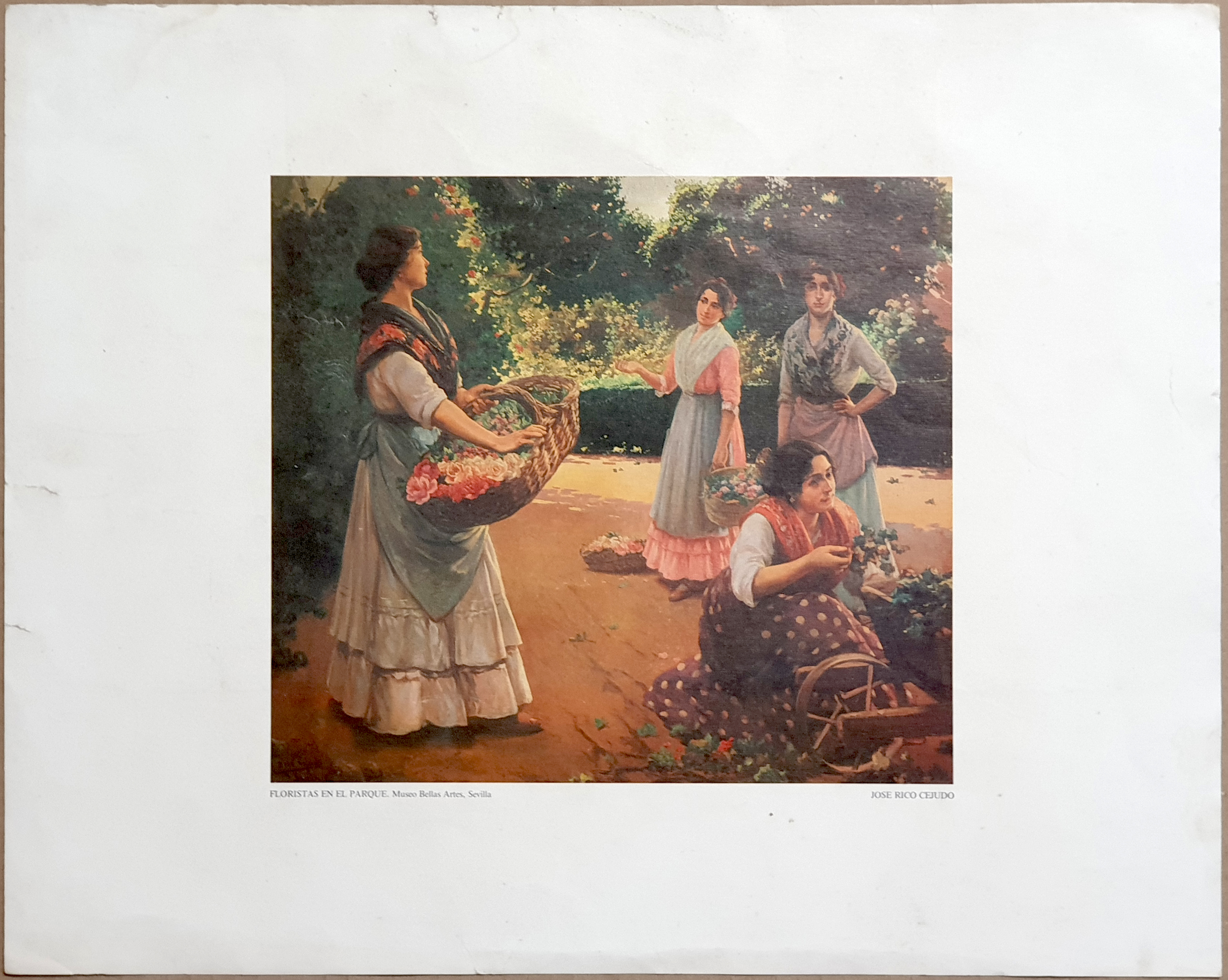 Floristas en el parque por Rico Cejudo. Museo de Bellas Artes, Sevilla (34 x 42 cm)