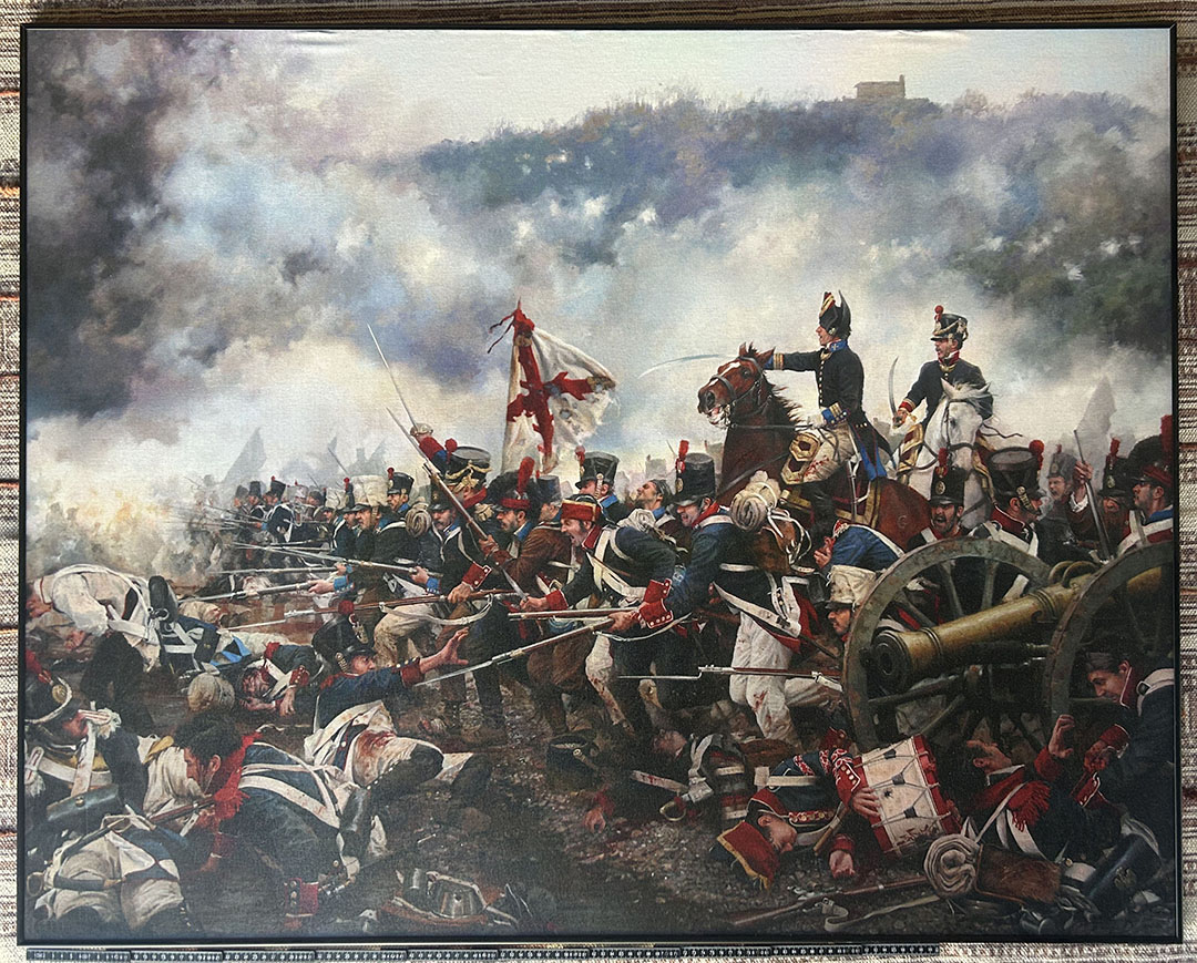 La Batalla de San Marcial. Lámina enmarcada de la obra de Augusto Ferrer-Dalmau.