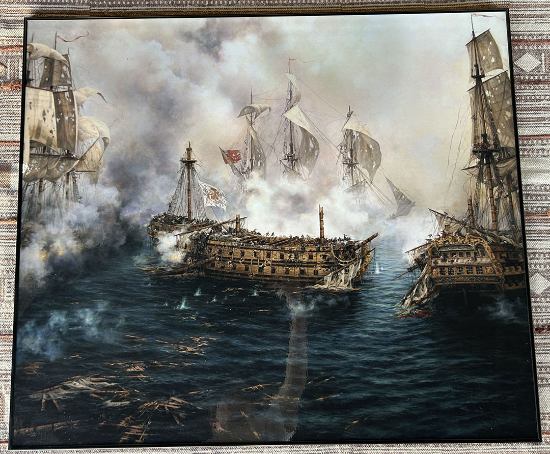 El último combate de El Glorioso. Lámina enmarcada de la obra de Augusto Ferrer-Dalmau.