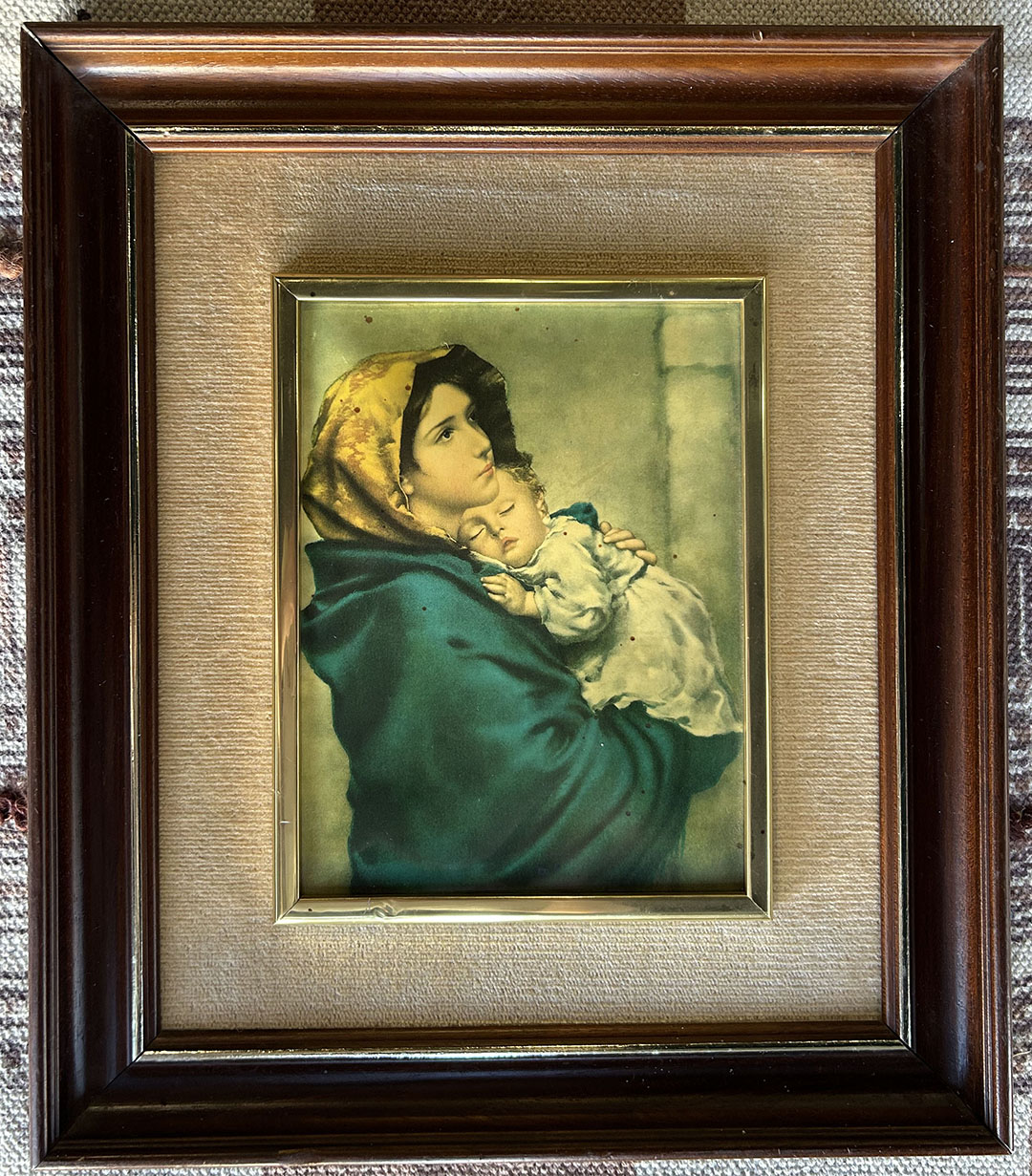 'Virgen con Niño'. Lámina de la obra de Rafael Sanzio. Enmarcada con paspartú. 60x50 cm.
