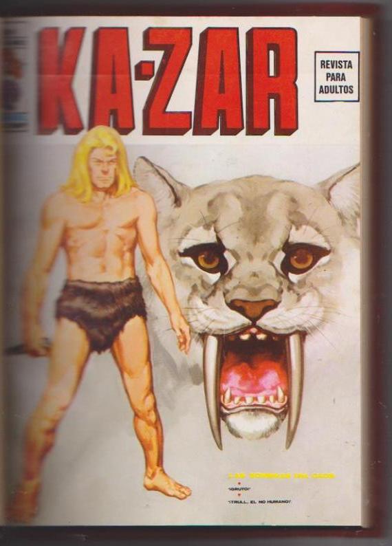 Ka-Zar v2. Vértice 1974. Lote de 7 ejemplares (núms. 1 a 7) encuadernados en un tomo