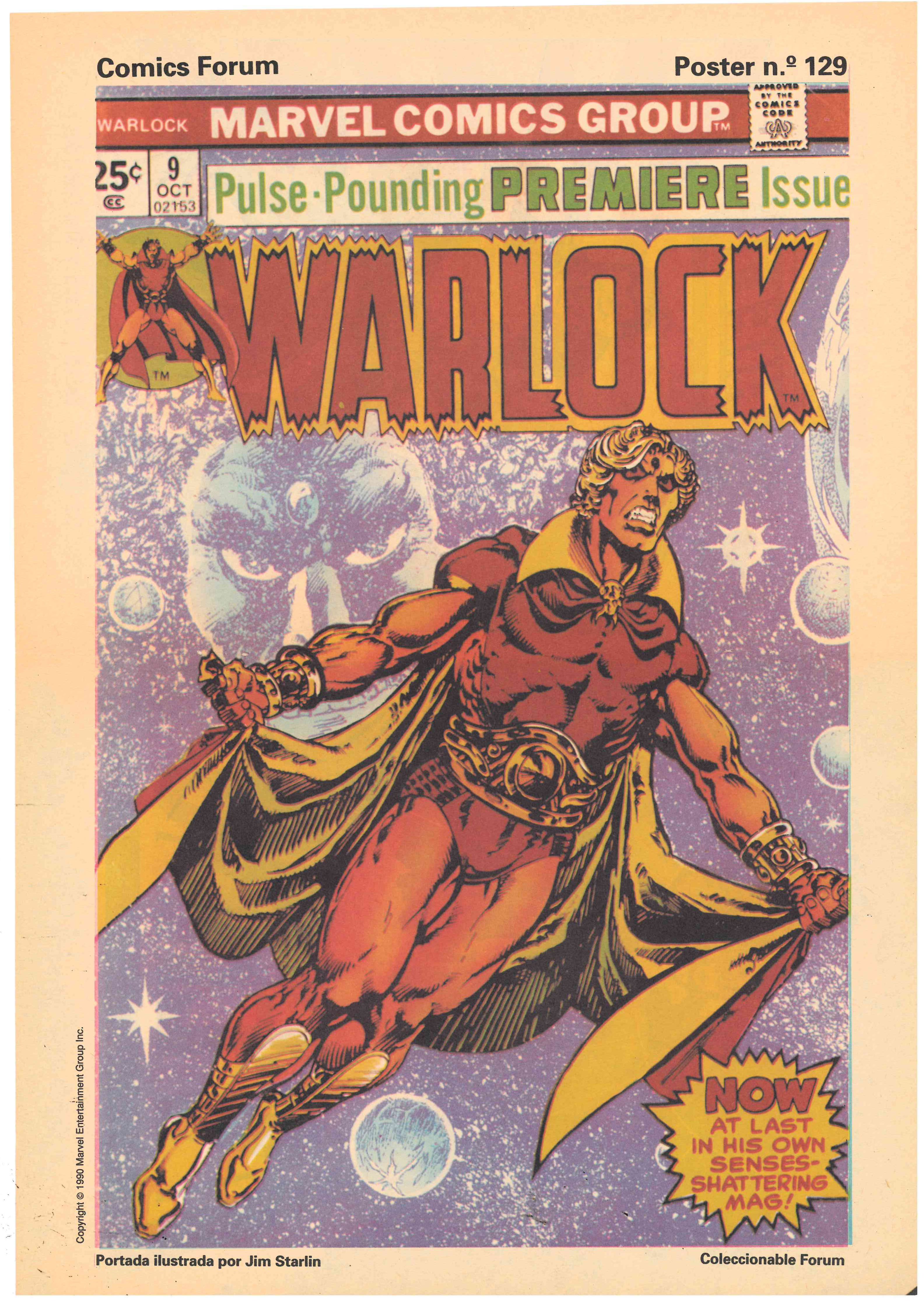 Póster nº 129. Coleccionable Forum. Portada de Warlock ilustrada por Jim Starlim