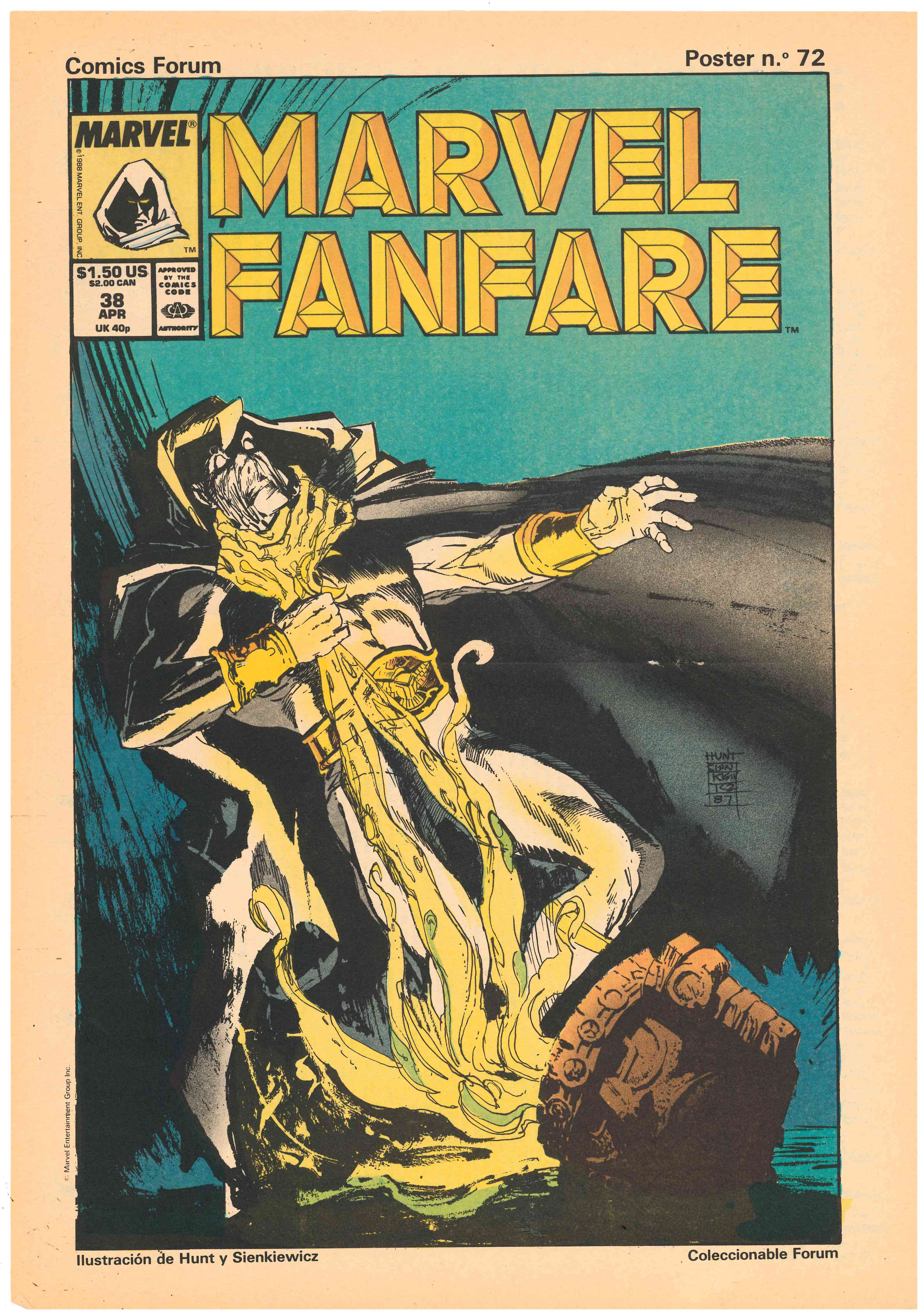 Póster nº 72. Coleccionable Forum. Portada Marvel Fanfare 38APR. Ilustración de Hunt y Sienkiewicz