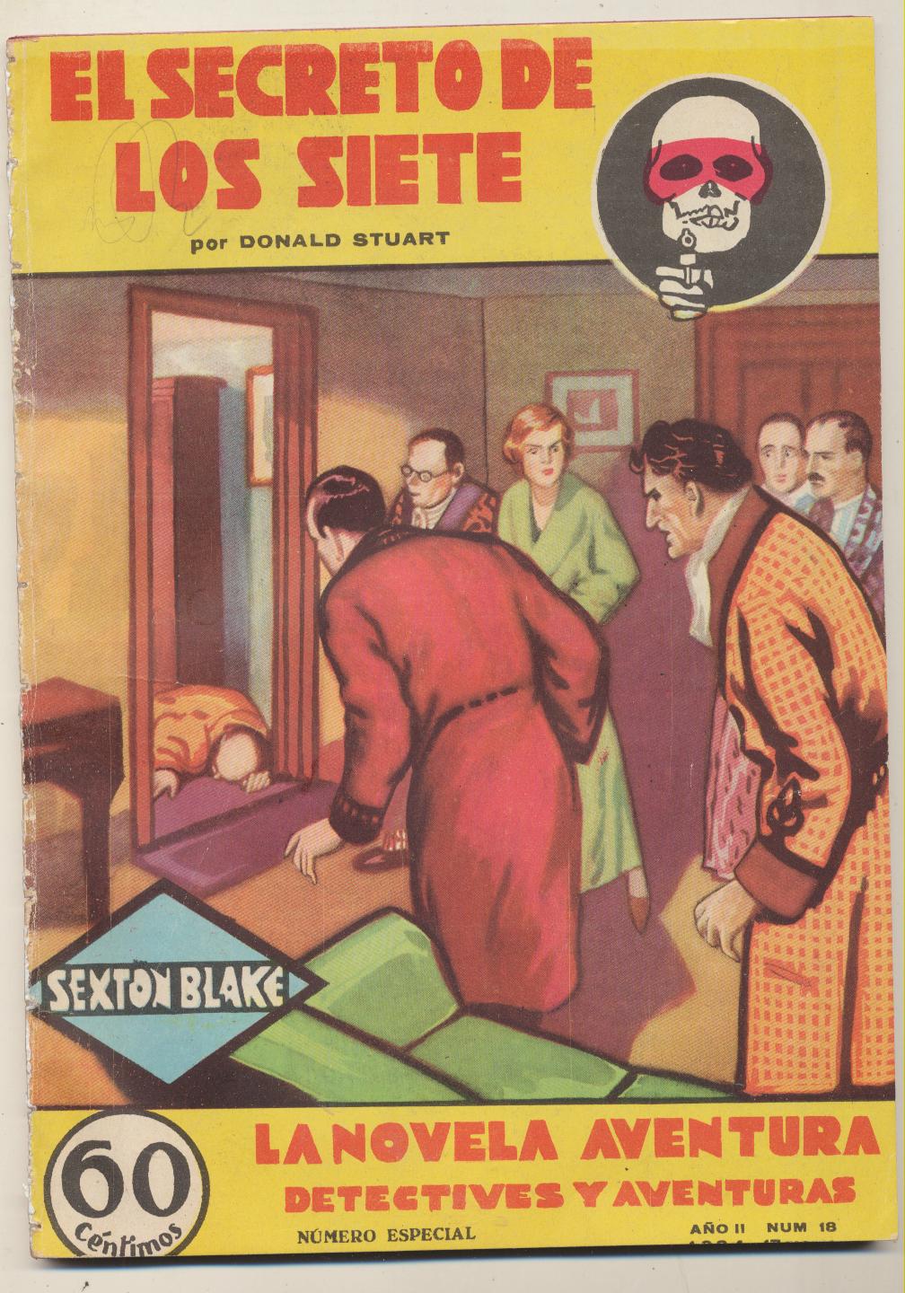 la Novela Aventura nº 18. Sexton Blake. El secreto de los siete. Hymsa 1934