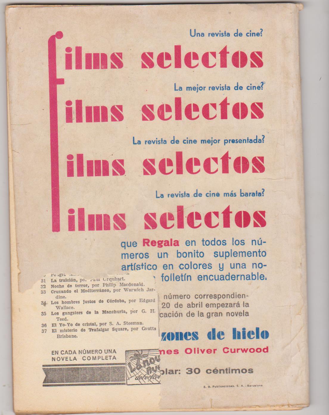 La Novela Aventura nº 74. La Cuenta final por Sapper. Año 1935