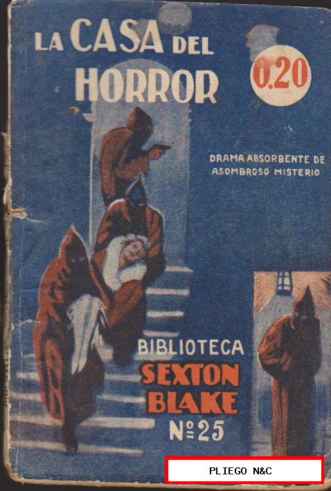 Biblioteca Sexton Blake nº 25. La Casa del Horror. Editorial Tor 192?