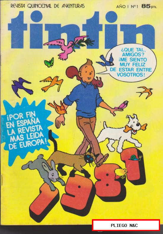 Tintin. Bruguera 1981. Lote de 18 ejemplares. Colección a falta del 13 y 20