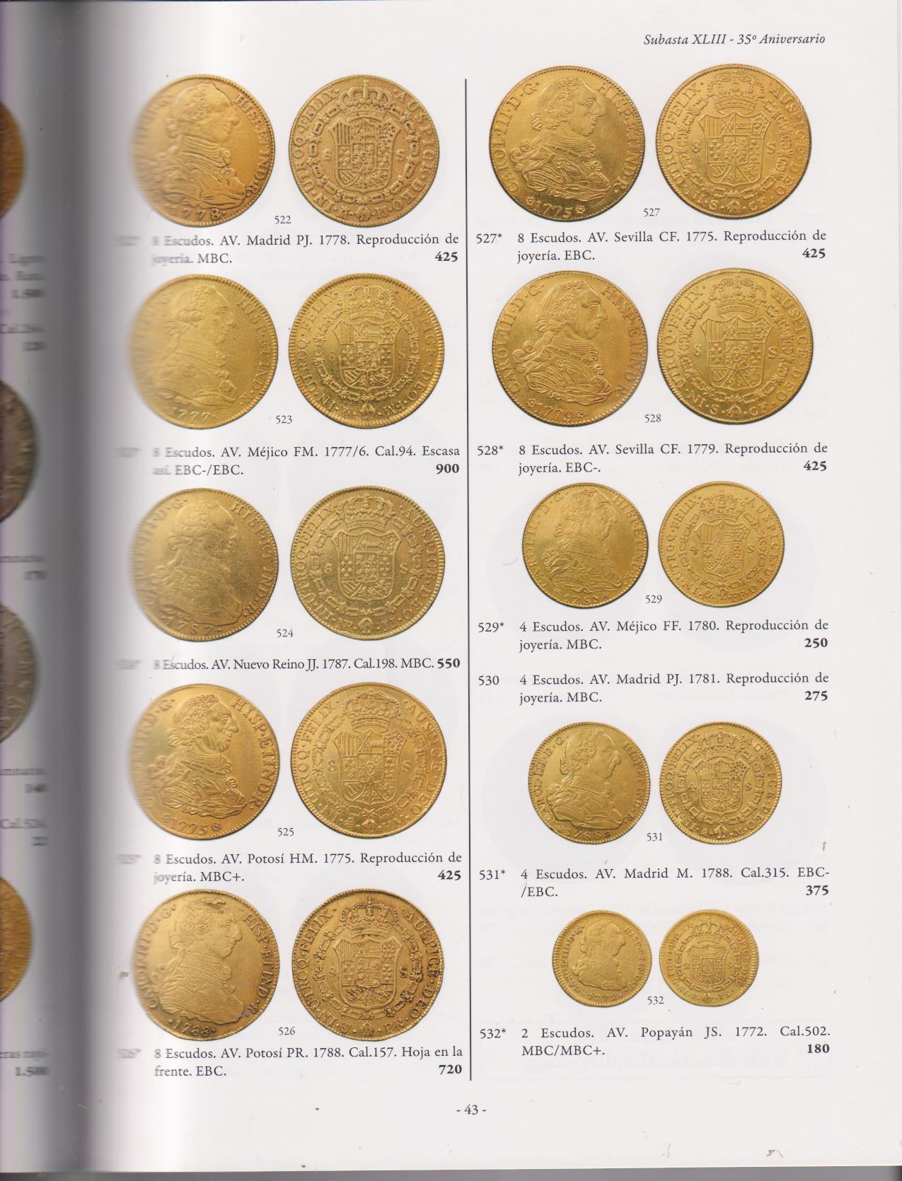 Pliego. Catálogo de Subasta, 19 de Mayo, 2009. Monedas, medallas, billetes y Arte. 500 lotes fotografiados