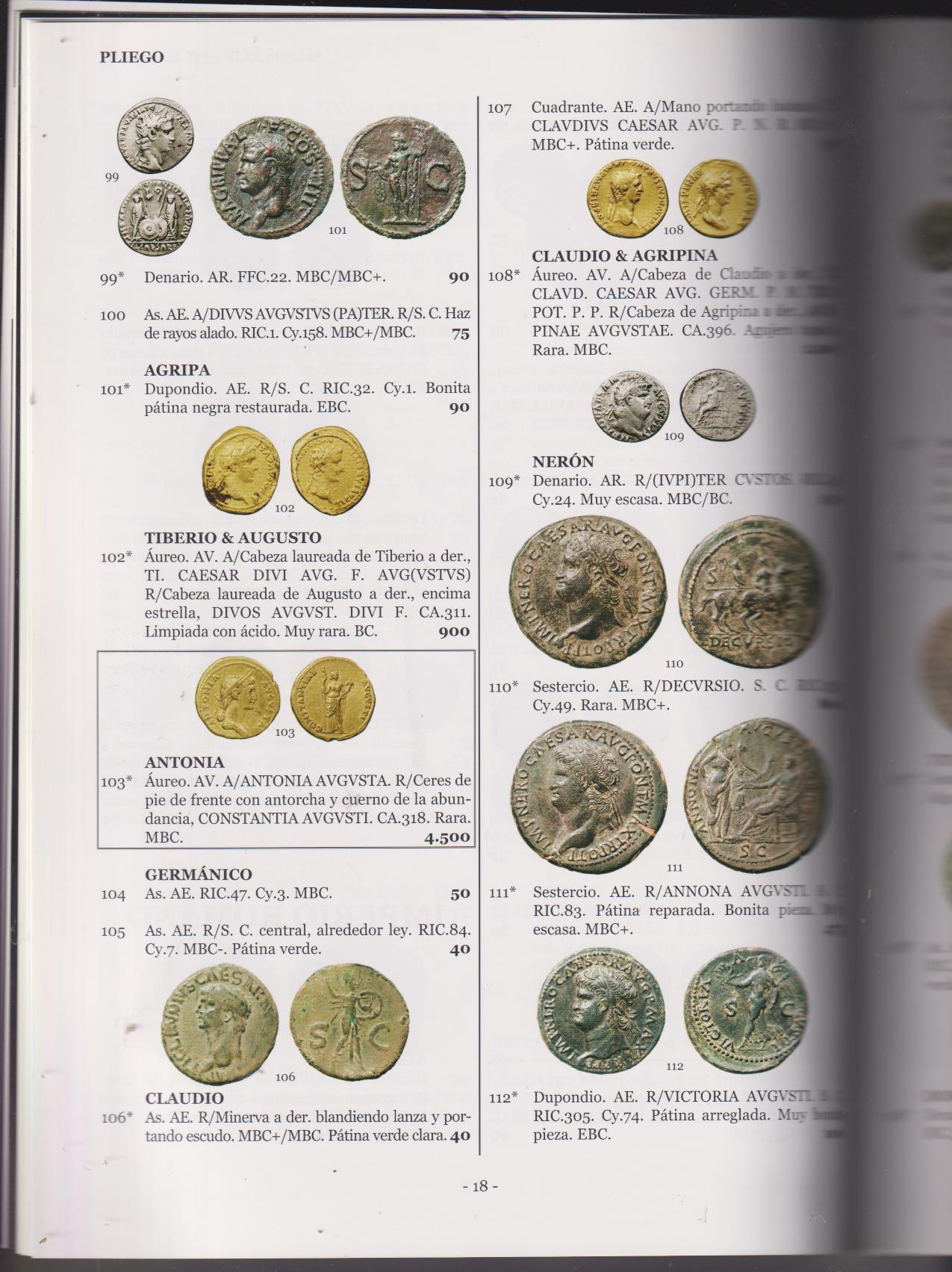 Pliego. Catálogo de Subasta. 17 de Diciembre de 2009. Monedas, medallas, condecoraciones, Billetes. 500 lotes fotografiados