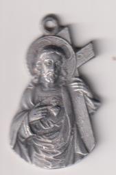 Antigua Medalla (AL. 3,7 cms.) Corazón de Jesús y Cruz. E/ EGO SUM VIA ET vERITAS ET VITA (JOANN XIV)