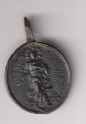 Inmaculada. Medalla (AE 23 mms.) R/ Cáliz superado de cabeza de ángel. Siglo XVII-XVIII