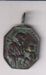 Santa Bárbara. Medalla (AE 26 mms.) R/ San José. Siglo XVII