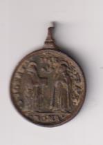 San Isidoro y Santa Teresa. Medalla (AE 20 mms.) R/ San Ignacio y San Francisco Javier. Roma. Siglo XVII-XVIII