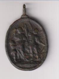Dolorosa. Medalla. (AE 30 mm.) R/Santos. Siglo XVII-XVIII