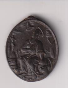 S. maría de Guadalupe. Medalla (AE 35 mm.) R/San Gerónimo. Siglo XVII-XVIII
