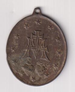 Inmaculada. medalla Española (AE 41 mm.) R/Escudo de maría y dos Corazones. Siglo XIX