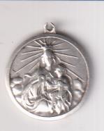 Virgen del Carmen. Medalla (AR 22 mm.) R/Corazón de Jesús. Siglo XIX