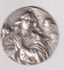 Virgen y Ángeles. Medalla de alto relieve (AR 40 mm.) Siglo XIX