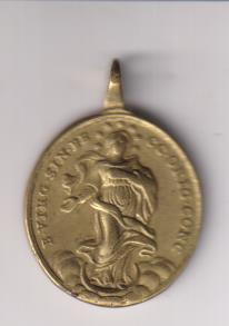 Pasión de Cristo confórtame. Medalla (AE 30 mm.) R/Inmaculada y Ley. latina. Siglo XVII
